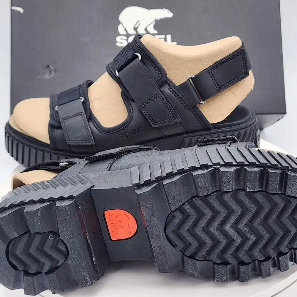 NEW Sorel ONA Ave Multistrap Black Women's Size 8.5 Sport Platform Sandals